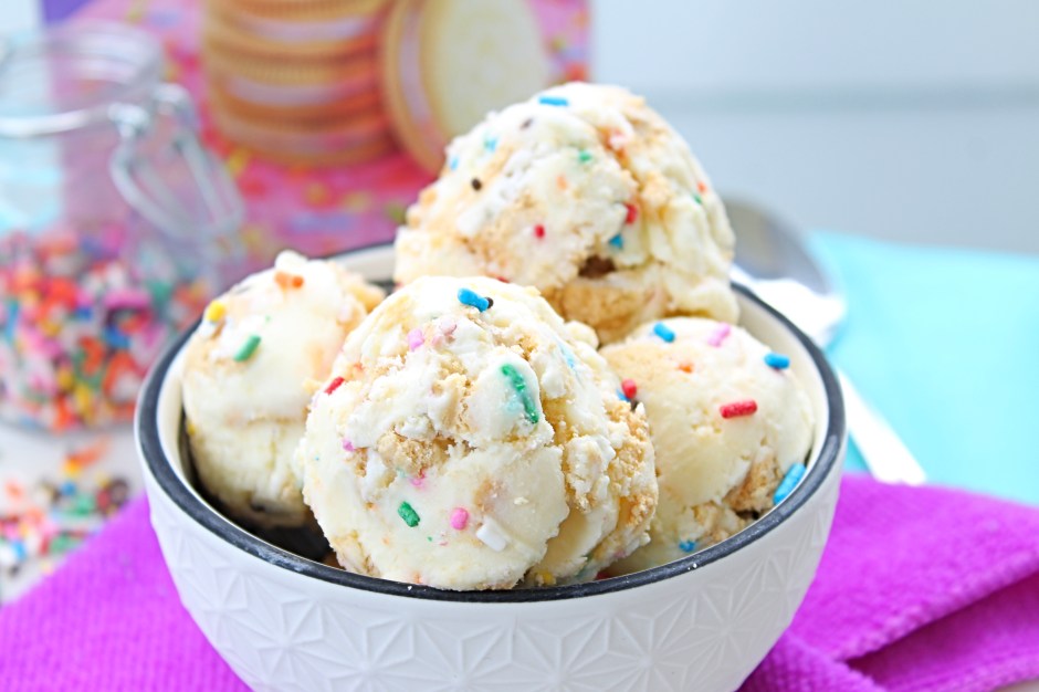 No Churn Funfetti Cookie Ice Cream {Gluten Free} - The Gluten Free Gathering