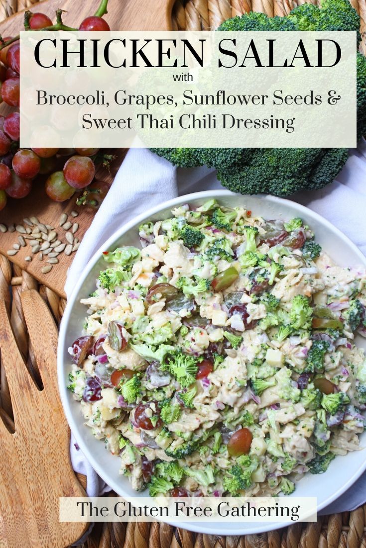 Chicken Salad with Broccoli Grapes and Sunflower Seeds