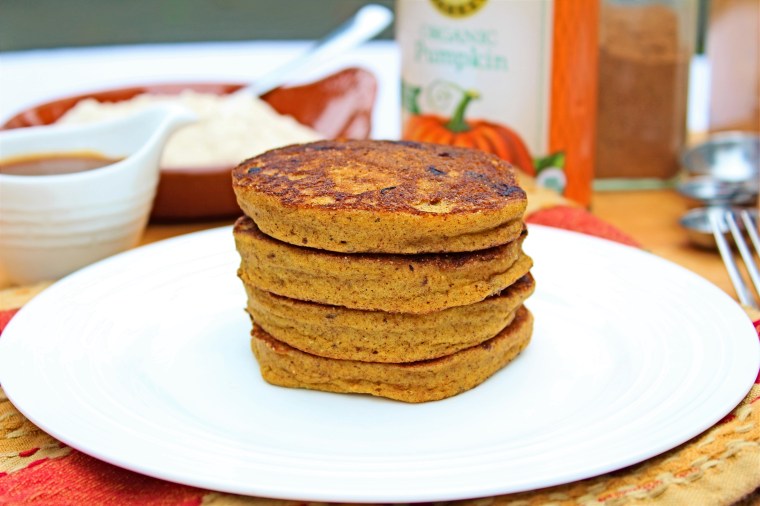 Gluten Free Pumpkin Pancakes with great rise.