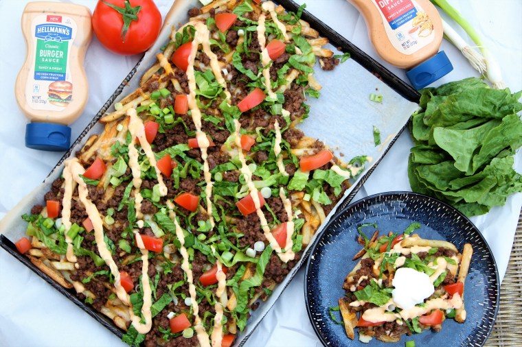 Loaded Cheeseburger Nacho French Fries - The Gluten Free Gathering