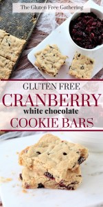 Cranberry White Chocolate Cookie Bars Gluten Free