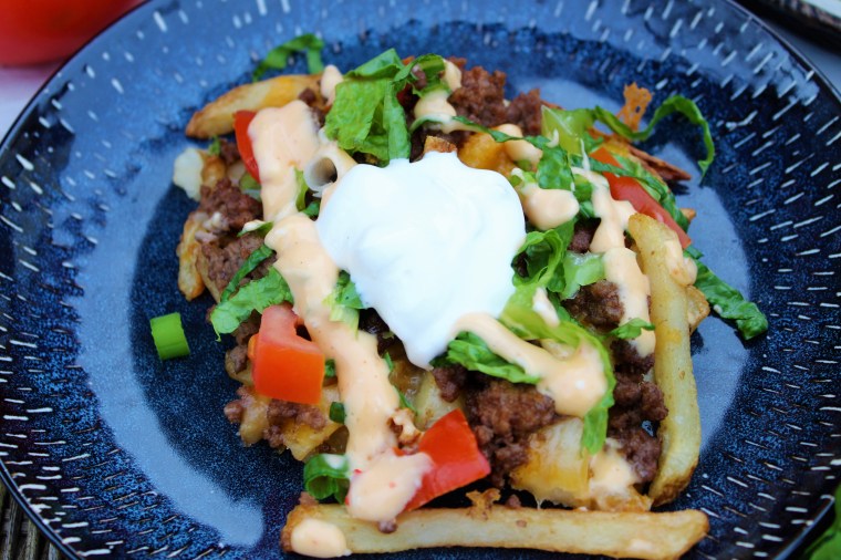 Loaded Cheeseburger French Fry Nachos - The Gluten Free Gathering